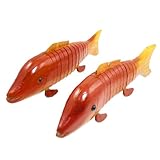 uxcell 子供用レッド　イエロー　ウッド　カーブ　魚　ウッデン　動物おもちゃ 木製　2個