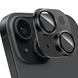 ZXZone For iPhone 15 / 15 Plus カメラフィルム 高強度と高剛性 高機能な航空用プラスチック＋AR高透過率強化ガラス アイフォン 15 Plus レンズ保護 カメラカバー レンズ保護 フィルム 防爆裂 ・耐衝撃・スクラッチ防止・露出オーバー防止・携帯電話を傷つけない （1枚）(iPhone 15 / 15 Plus, ブラック)