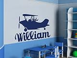航空機壁デカール男の子名niursery飛行機ビニールステッカーPlayroom Personalizedデカール子供部屋寝室装飾ns1009