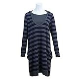 授乳服 マタニティ ワンピース 授乳口付 ボーダー 長袖 パーカーワンピース パープル-M7769 M