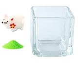 花市場直送便 ミニチュアガラス ネズミ & カラーサンド パステルグリーン & 植え込み用グラス ニューブロックS