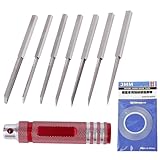 Anopono スジボリ 彫刻刀 筋彫り ライン ラインスクライバー タガネ 7本 ガイドテープセット (レッド・ガイドテープ)