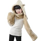 フードマフラー 可愛い キッズマフラー 襟巻き ボアマフラー 羊 アニマル ふわふわ帽子 もこもこ ポケット手袋付き 手袋一体型マフラー 女の子 ガールズ 人気 あたたかい 防寒グッズ 秋冬 おしゃれ