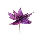 11" Elegant Purple Velveteen Artificial Christmas Poinsettia Flower Pick