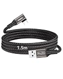 TOMSING USB Type C ケーブル L字 1.5m USB A to USB Cケーブル 60W急速充電 USB3.2 Gen2 10Gbps高速データ 高耐久 ナイロン編み 断線防止 for iPhone 16 / 15 /iPad Pro/MacBook/Galaxy/Xperia/その他 Android 等タイプｃ機器対応 (鉄灰色,1.5m)