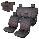 TRISTAR'S [ハイエース レジアスエース 200系 S-GL スーパーGL専用 1型～7型 対応] フロント・セカンド用 シートカバー | コンソールボックス付き アームレスト 同色セット（レッドステッチ）