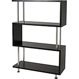 アイリスプラザ オープンラック S字 4段 ブラック 幅80×奥行29.5×高さ116cm SRK-8312