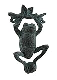 Daring Dangling Frog Verdigris Finish Cast Iron Door Knocker [並行輸入品]