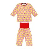 男の子 女の子綿100％接結ニットゾウさんプリントはらまき付前開きパジャマ80cm：90cm：95cm (90cm, ピンク)