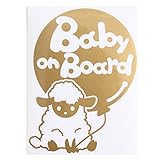 ゴールド（金） Baby on board ひつじ ヒツジ 動物 赤ちゃん baby ステッカー 窓ガラス用シールタイプ キッズ 子供 ※吸盤・マグネット...