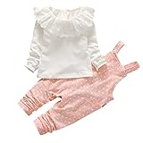 (ベビーゴー)babygo 子供 セットアップ 長袖シャツ＆サロペット 赤ちゃん服 女の子 ピンク 90