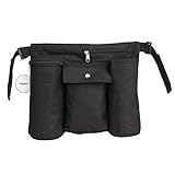 Zicac　ベビーカー収納ポッチ　収納ポケット　マザーズバッグ　仕切りデザイン　ジッパーポケット　オックスフォード　哺乳瓶収納　多機能　小物入れ　出掛けに便利 (サイズ1, ブラック)