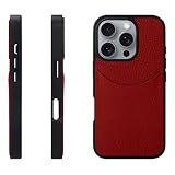 HANATORA for iPhone 16Pro ケース 本革 耐衝撃 スマホケース スマホ コードホルダー 付き シュリンクカーフレザー ギフト マグネットなし レッド CPG-16Pro-Red