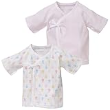 西松屋 EFD 2枚組短肌着（ゾウ柄/ウサギ柄）【新生児50-60cm】【日本製】 新生児 ピンク