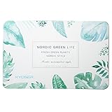 【KYOSER】珪藻土バスマット お風呂マット 足ふきマット オリジナルデザイン 消臭 速乾 防カビ 防ダニ 横60cm × 縦39cm 専用滑り止めシート付き (熱帯植物青)