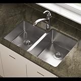 31.25" x 20.5" Offset Double Bowl Stainless Steel Kitchen Sink [並行輸入品]