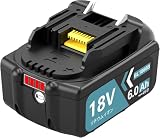 Amoresbat 互換 マキタ 18v バッテリー BL1860B 6000mAh大容量 単品 マキタ バッテリー 18v BL1815N BL1830B BL1860Bなど対応可能 電動工具用 LED残量表示付き BMS基板搭載 PSEとCEマーク取得済 PL責任険付