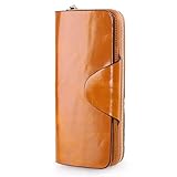 財布 レディース 本革 長財布　多機能 大容量 カード入れ付き手帳型オイル仕上げ (ブラウン)