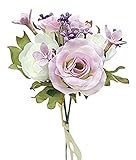エルアーツ 造花 ミニローズバンドル 全長15cm・花径3~4cm ピンク E3784-02