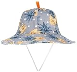 (コ-ランド) Co-land ベビー ハット つば広 赤ちゃん キッズ帽子 子供サンバイザー バケットハット パイナップル柄 あご紐 男の子 女の子 UVカット キャップ グレー