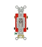 Leviton 1222-PLC 20 Amp 120 Volt Toggle Pilot Light Neutral Double-Pole AC Quiet Switch Extra Heavy 