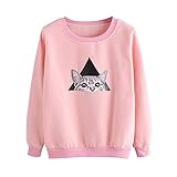パーカー レディース トップス Glennoky プルオーバー 少女 猫柄 スムーズパーカー ブラウス スウェットパーカー ロング丈 クルーネック ラウンドネック ゆったり レディースパーカー スウェ