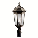 Kichler Lighting 9532RZ Courtyard 1-Light Incandescent Outdoor Post Lantern, Rubbed Bronze with Clea