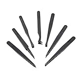 Rowwet（TM）7PCSピンセット静電気防止フラットカーブ先端ピンセットハンドピンセットツールはマルティツールを設定ferramenta herramientas・デ・マノ