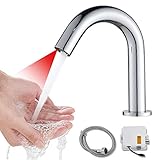 Maynosi 洗面蛇口 自動水栓 センサー水栓 洗面用蛇口 洗面台用 自動赤外線検知 電池式（バッテリーを含まなく） 単冷水 公共の場所で 家庭での使用 標準のG1/2接続ホース付き 簡単インストール (ショートハイトタイプ)