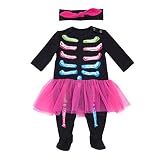 ハロウィン ベビー服 2点セット ロンパース カバーオール チュチュ チュール 帽子付き スケルトン ベビー 赤ちゃん 女の子 春 秋 長袖 コットン 普段着 パーティー 舞台 演出 3-24ヶ月 (