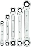 Williams WS-12 5-Piece Ratcheting Box Wrench Set, 6 & 12 Point, SAE, with Roll Pouch by Williams
