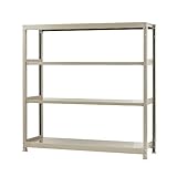 スチールラックのキタジマ 軽中量棚150kg 単体 幅150×奥行30 アイボリー 150kg/段 (高さ150cm/4段)