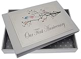 WHITE COTTON CARDS 1st Anniversary, Mini Photo Album, Love Birds