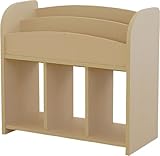 子供用絵本ラック 木目調 (キッズブックシェルフ) 約64cm×29cm×59cm 【収納に便利な仕切り棚付き】 (ナチュラル)
