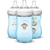 Avent BPA Free 9 Ounce Decorated Natural Bottle - Blue Monkeys - BC994812 by Philips AVENT