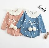 赤ちゃん幼児ロングスリーブニットポンポンロンパーかわいい服 | Baby Toddler Long Sleeve Knitted Pom Pom Romper Cute Kawaii Clothes 