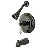 Kingston Brass NB3630PL Water Onyx Pressure Balanced Tub & Shower Faucet with Porcelain Lever Handle