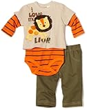 Mini Bean baby-boys新生児I Love Myライオンクリーパーセット カラー: オレンジ