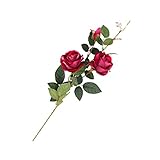 Lovoski 　３朶/束　造花　人工　シルク　バラ　薔薇　花束　結婚式　ホーム　パーティー　装飾　全６色 - ローズレッド