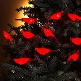 Set of 10 Festive Red Cardinal Bird Novelty Christmas Lights - Green Wire by Kurt Adler