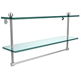 Allied Brass 22" Double Shelf w/Towel Bar Satin Chrome [並行輸入品]