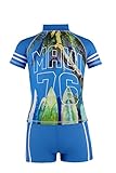 水着　スイムウェアベビー 子供水着上下セット　100-130　ラッシュガード水泳　デザインサッカー風 　 (130)