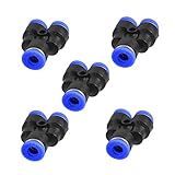 SODIAL(R)5 x 3ウェー6mm-6mmカプラーYスタイルチューブ　クイックジョイントプッシュイン継手
