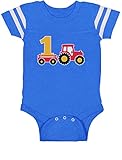 1年古いBoy誕生日ギフト1st誕生日Tractor Baby Jerseyボディスーツ カラー: ブルー