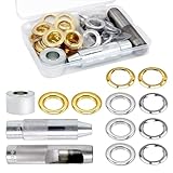 CNQLIS グロメットツールキット グロメット設定ツール 50セット 3/4インチ 銅グロメットアイレット、3個の取り付けツール付き