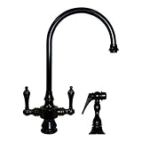 Whitehaus WHKSDLV3-8101-ORB Vintage-3 8 1/8-Inch Dual Handle Faucet with Long Gooseneck Swivel Spout