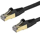 StarTech.com カテゴリ6A対応LANケーブル(1m/ブラック) Cat6A STP(シールドツイストペア)ケーブル ツメ折れ防止カバー付き 6ASPAT1MBK