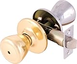 凡例809143チューリップスタイルドアノブプライバシーベッドand Bath Lockset、One Side Polished Brass、1つ側us26クローム/ us3真鍮仕上げ