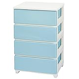 JEJ 収納ケース カラースタイルチェスト4段 ホワイトブルー (1個組)
