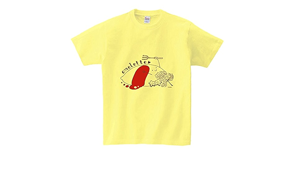 Amazon オムライス Tシャツ イエロー かわいい おむらいすゆるキャラ オリジナルイラスト Mサイズ らってん Tシャツ カットソー 通販